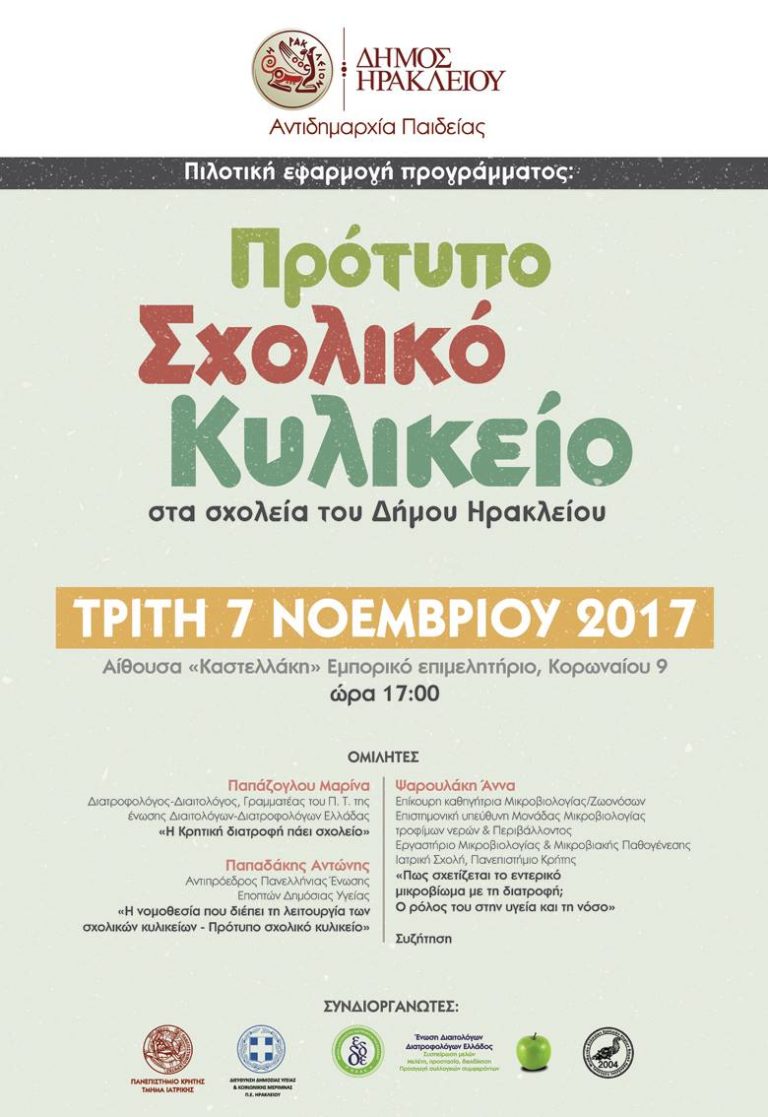 Πιλοτική εφαρμογή του προγράμματος για το  «Πρότυπο Σχολικό Κυλικείο»