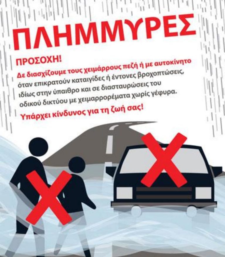 Οδηγίες αντιμετώπισης των έντονων καιρικών φαινομένων από τη Γενική Γραμματεία Πολιτικής Προστασίας και τον Δήμο Μαλεβιζίου