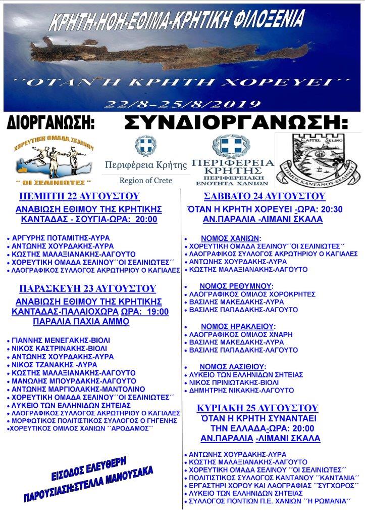 13η Γιορτή «Κρήτη, ήθη, έθιμα, κρητική φιλοξενία και όταν η Κρήτη χορεύει και συναντά την Ελλάδα»