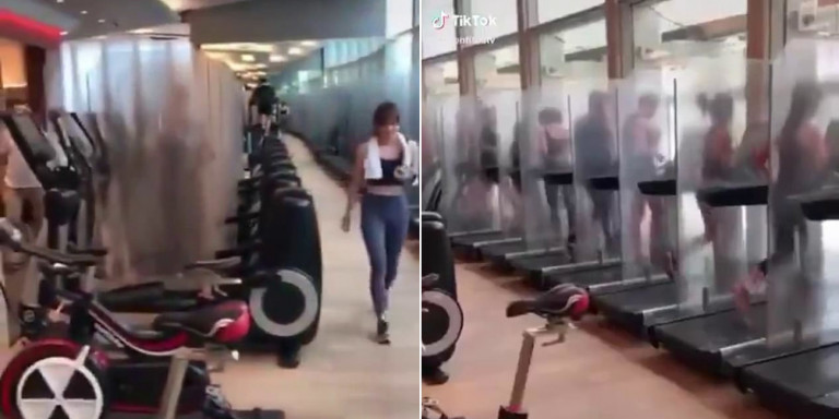 Είναι αυτή η νέα κανονικότητα στα γυμναστήρια; -Πλαστικά διαχωριστικά ανάμεσα στα όργανα