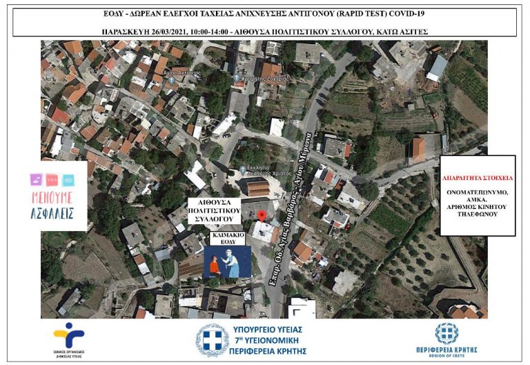 RAPID TEST ΣΕ ΠΕΖΟΥΣ ΣΤΙΣ ΚΑΤΩ ΑΣΙΤΕΣ ΗΡΑΚΛΕΙΟΥ