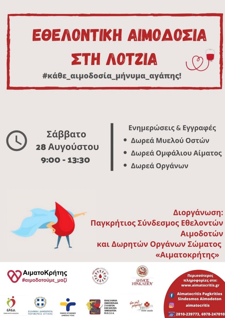 Εθελοντική Αιμοδοσία στο αίθριο της Λότζια