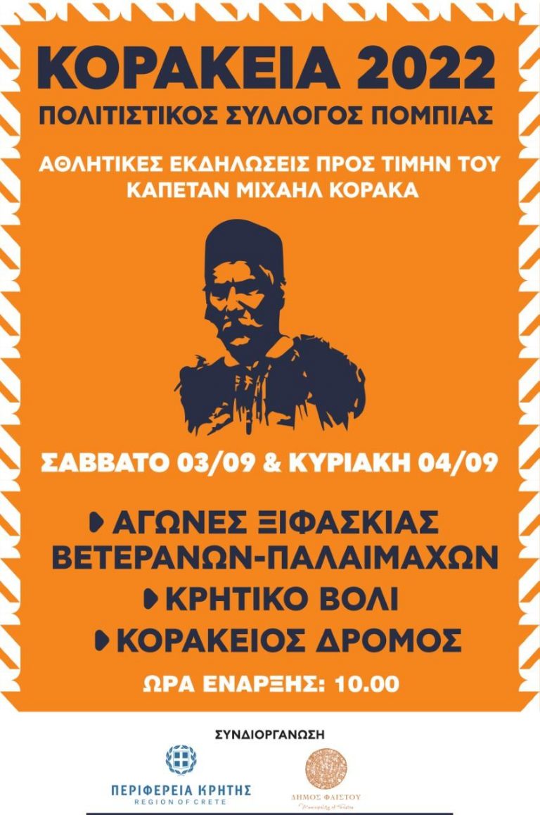 Αθλητικές εκδηλώσεις «Κοράκεια 2022» με τη στήριξη της Περιφέρειας Κρήτης.