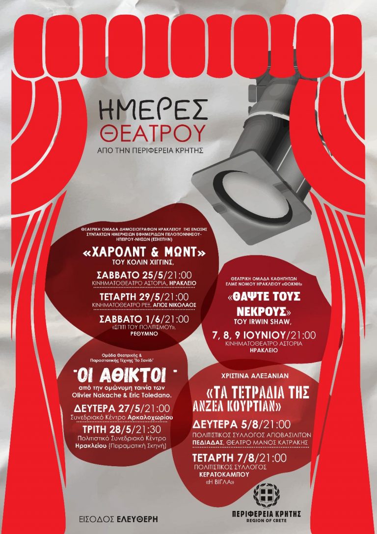 Θεατρικές παραστάσεις σε όλη την Κρήτη από την Περιφέρεια Κρήτης