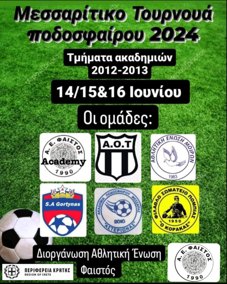Μεσσαρίτικο  τουρνουά ποδοσφαίρου 2024 με τη στήριξη της Περιφέρειας Κρήτης