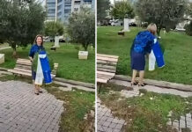 Η Καρυστιανού κατέθεσε μόνη της στεφάνι σε πάρκο της Θεσσαλονίκης για την 28η Οκτωβρίου